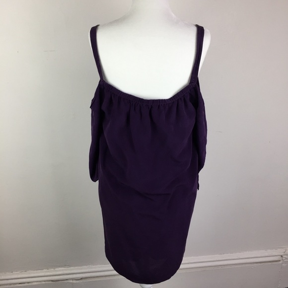 MADEWELL  Purple Silk Cold Shoulder Dress - Picture 4 of 6